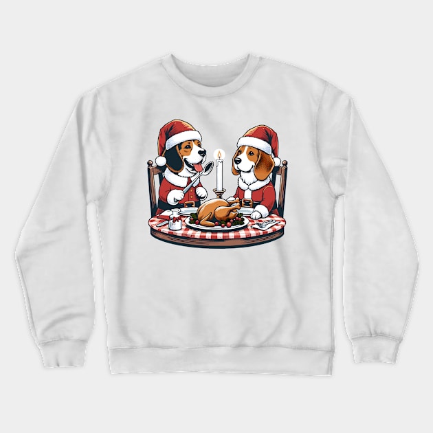 Beagle Dogs Christmas Meal Crewneck Sweatshirt by Graceful Designs